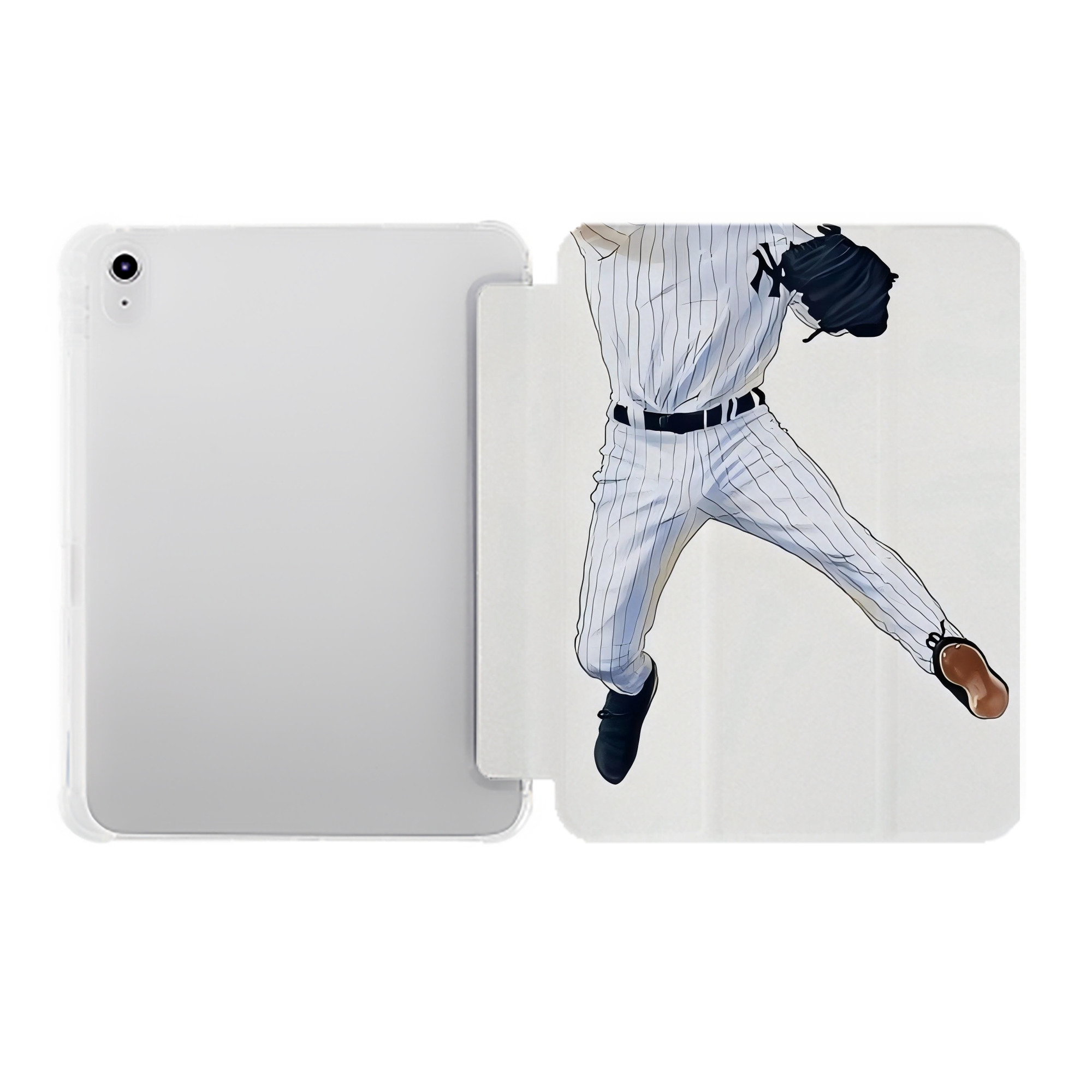 Derek Jeter 17 Premium Tri-Fold PU Leather & Silicone IPad Case With Pencil Slot – Fits 9.5,10.5,10.9 – Adjustable Stand, Slim, Protective